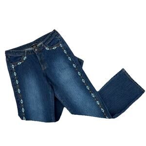 VTG Gordon James Aztec Southwestern Beaded Denim Blue Jeans Juniors 9/10 Cotton